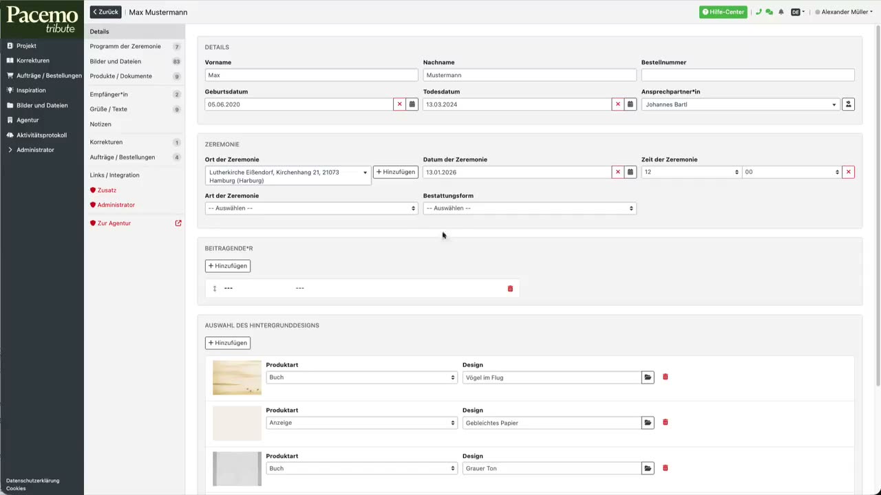 Pacemo Tribute – Professionelles Trauerdruckdesign ab Tag 1