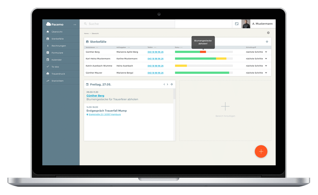 Pacemo - Bestattersoftware, Bestatterapp, App