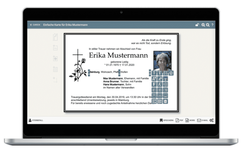 Trauerdruck Vorlage Laptop